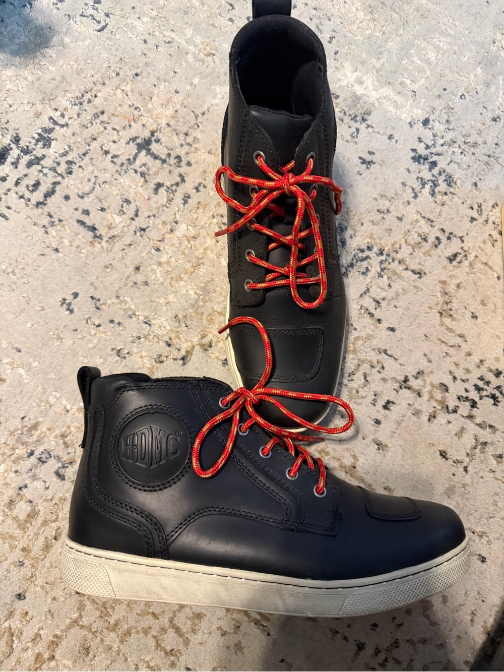Harley-Davidson Black High-Top Boots with Red Laces